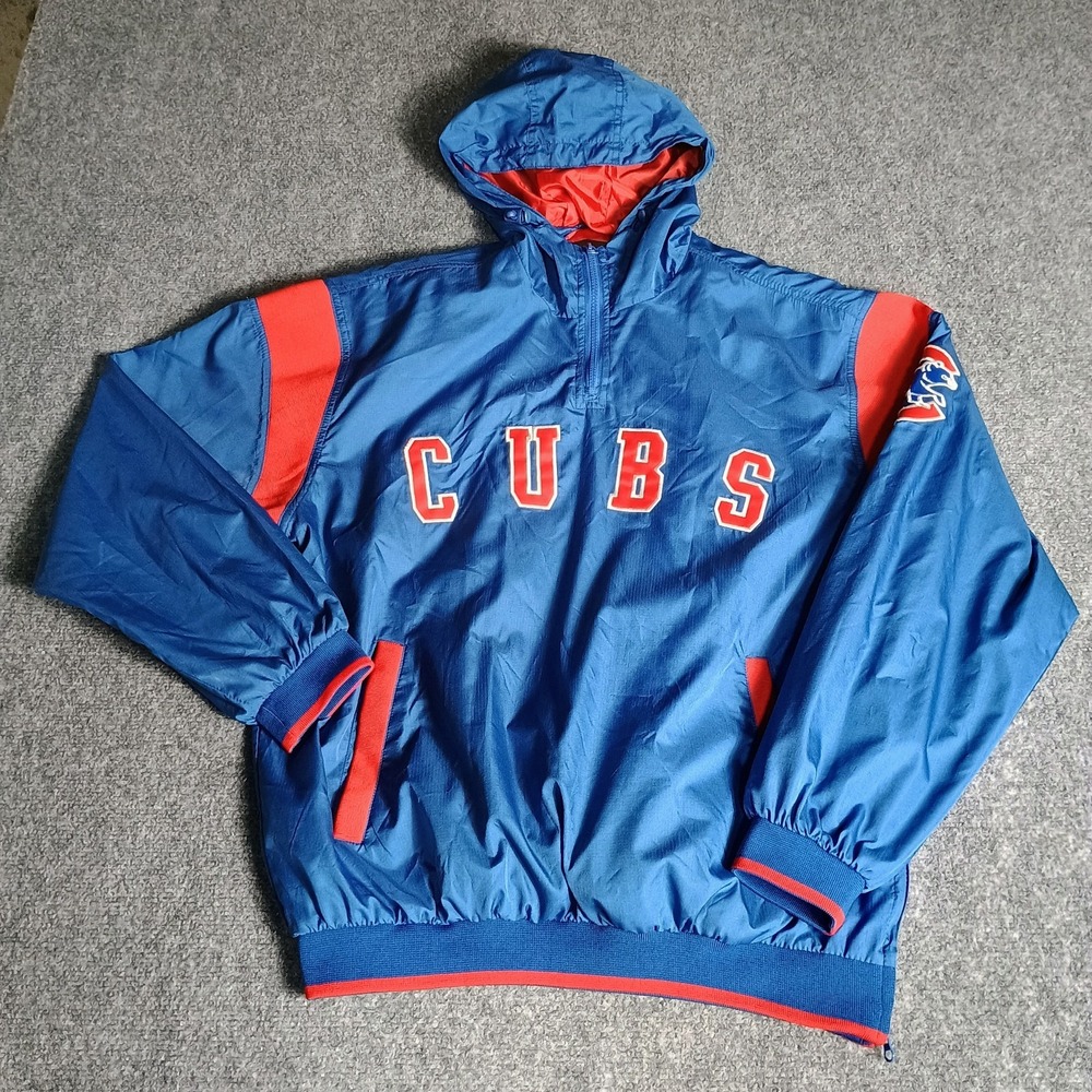 Vintage Chicago Cubs G-III Hooded Pullover Jacket Mens M MLB Genuine 90s Blue